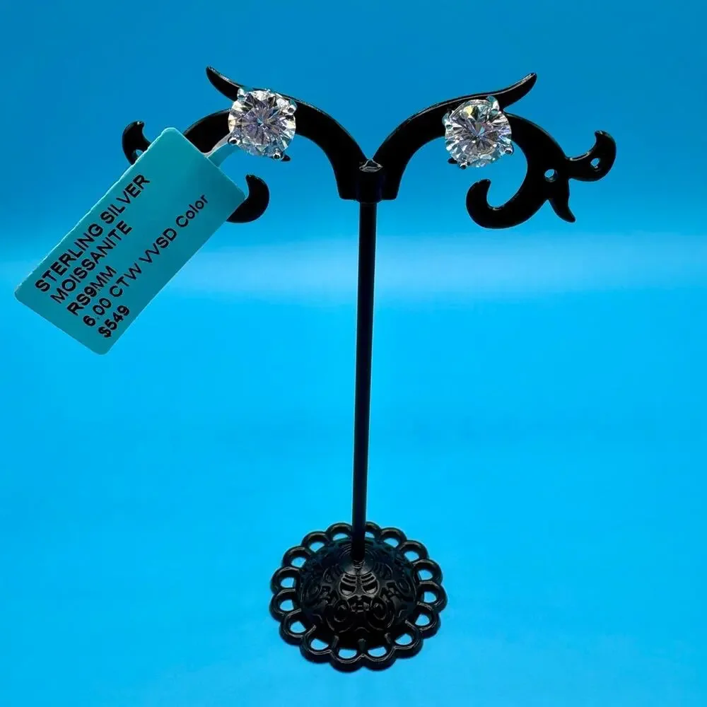 Stunning 6CTW Moissanite Screw-back Earrings - D VVS1 Silver